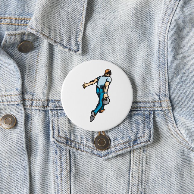 Badge Rond 7,6 Cm Joueur de bowling rétro lancer la balle (Créateur téléchargé)