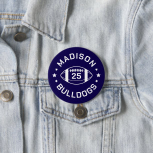 Badge Rond 7,6 Cm Joueur de football blanc de la Marine Numéro Jerse