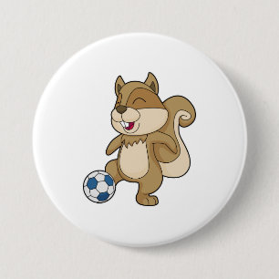 Badge Rond 7,6 Cm Joueur de football d'écureuil