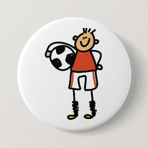 Badge Rond 7,6 Cm Joueur de football garçon silhouette bâton