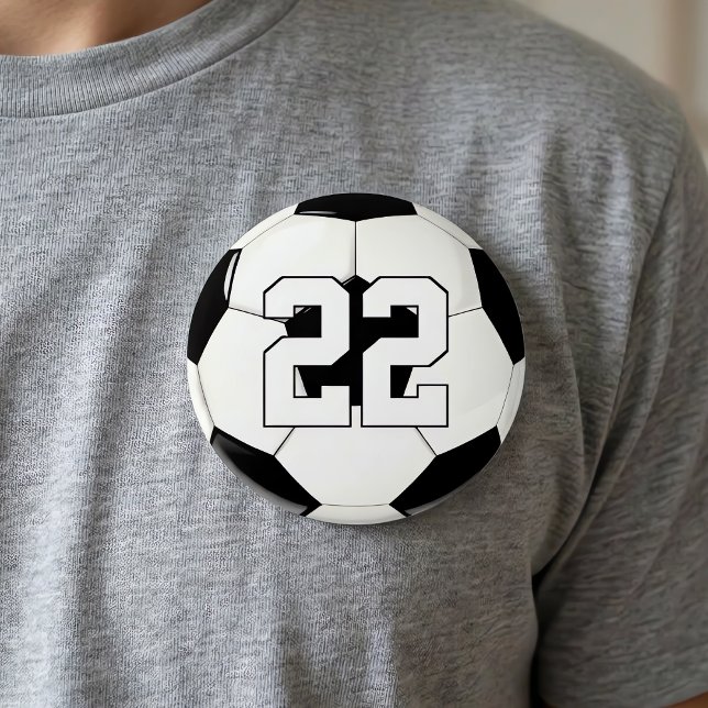 Badge Rond 7,6 Cm Joueur de football Maillot personnalisé Numéro/Tex (Custom soccer button with personalized player jersey number or letters.)