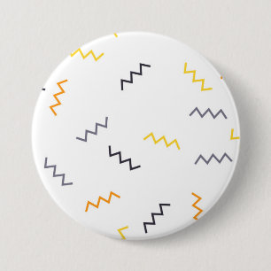 Badge Rond 7,6 Cm Joueuse, colorée, tendance, moderne zigzags memphi