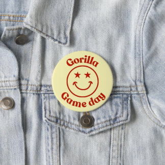 Badge Rond 7,6 Cm Jour de Jeu de Gorilla Smile