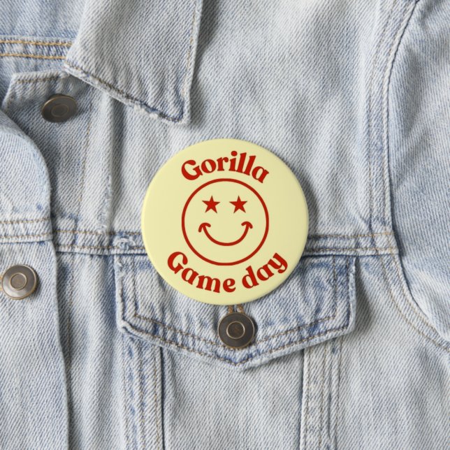 Badge Rond 7,6 Cm Jour de Jeu de Gorilla Smile (En situation)