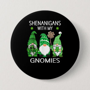 Badge Rond 7,6 Cm Jour de la Saint Patrick chanceux léopard gnomes S