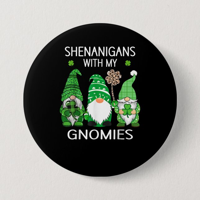 Badge Rond 7,6 Cm Jour de la Saint Patrick chanceux léopard gnomes S (Devant)