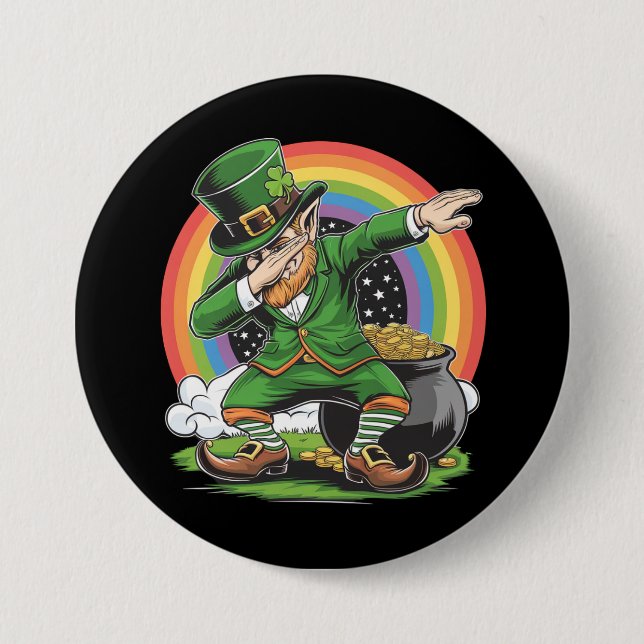 Badge Rond 7,6 Cm Jour de la Saint Patrick Dabbing Leprechaun Dab Da (Devant)