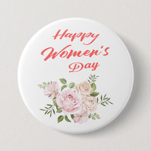 Badge Rond 7,6 Cm jour des femmes heureux blanc