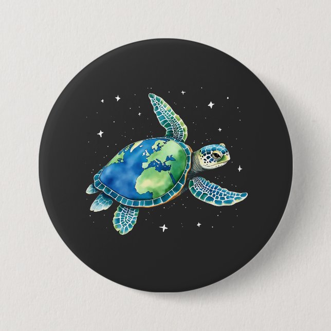 Badge Rond 7,6 Cm Jour des terres de la tortue marine 2025 Animaux m (Devant)