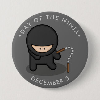 Badge Rond 7,6 Cm Jour du Ninja, caricatures nunchucks