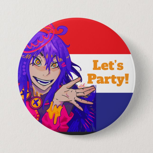 Badge Rond 7,6 Cm Jour du Roi anime (Devant)
