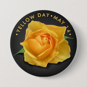 Badge Rond 7,6 Cm Jour du Rose Jaune
