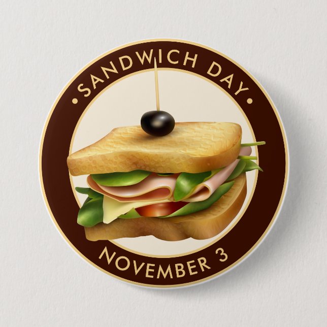 Badge Rond 7,6 Cm Jour du Sandwich (Devant)