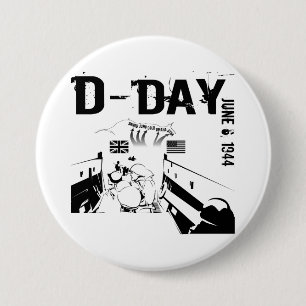 Badge Rond 7,6 Cm JOUR J 6 juin 1944