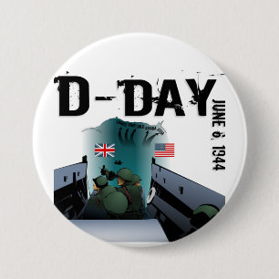 Badge Rond 7,6 Cm JOUR J 6 juin 1944