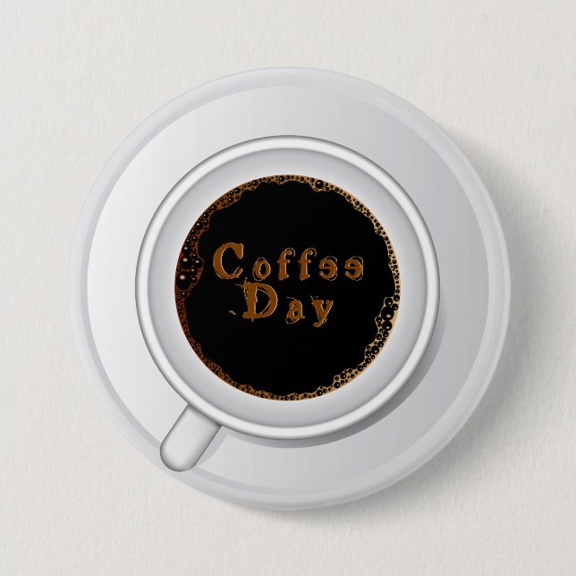 Badge Rond 7,6 Cm Journée Café Café (Devant)