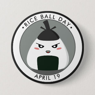 Badge Rond 7,6 Cm Journée de la balle de riz, kawaii Onigiri