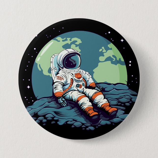Badge Rond 7,6 Cm Journée de la Lune, astronaute sur la Lune (Devant)
