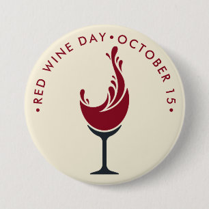 Badge Rond 7,6 Cm Journée du vin rouge