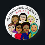 Badge Rond 7,6 Cm Journée internationale de la femme 8 mars Bouton<br><div class="desc">Journée internationale de la femme 8 mars. Un jour où toutes les femmes se rassemblent pour célébrer leurs forces.</div>