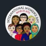 Badge Rond 7,6 Cm Journée internationale de la femme 8 mars Bouton<br><div class="desc">Journée internationale de la femme 8 mars. Un jour où toutes les femmes se rassemblent pour célébrer leurs forces.</div>