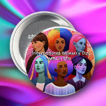 Badge Rond 7,6 Cm Journée internationale de la femme | Célébrer les<br><div class="desc">Célébrez la Journée de la Femme avec ces autocollants remplis de femmes de différentes cultures et couleurs. Diversité,  égalité sont célébrés le 8 mars.</div>