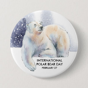 Badge Rond 7,6 Cm Journée internationale de l'ours polaire, aquarell