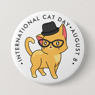 Badge Rond 7,6 Cm Journée internationale des chats, hipster cat Butt