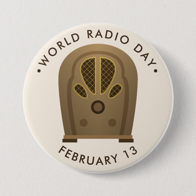 Badge Rond 7,6 Cm Journée mondiale de la radio (Devant)