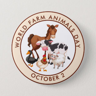Badge Rond 7,6 Cm Journée mondiale des animaux de ferme