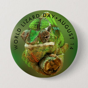 Badge Rond 7,6 Cm Journée mondiale du Lizard, caméléon