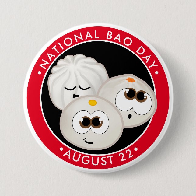 Badge Rond 7,6 Cm Journée nationale de Bao, mignonettes kawaii (Devant)