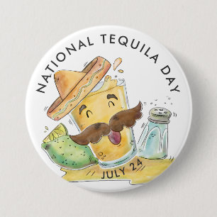 Badge Rond 7,6 Cm Journée nationale de la tequila, aquarelle