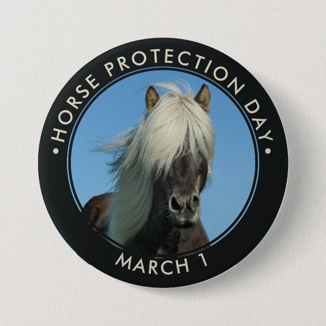 Badge Rond 7,6 Cm Journée nationale de protection du cheval (Devant)