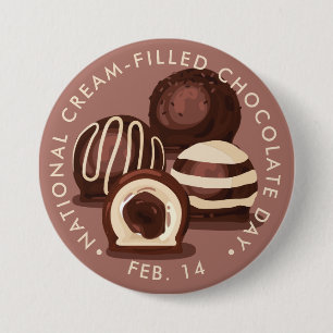 Badge Rond 7,6 Cm Journée nationale des chocolats remplis de crème