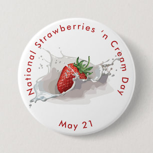 Badge Rond 7,6 Cm Journée nationale des fraises