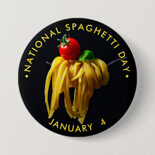 Badge Rond 7,6 Cm Journée nationale des spaghetti
