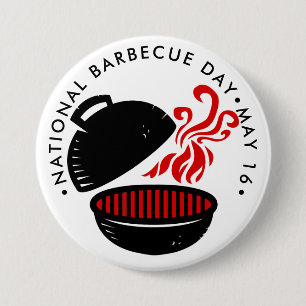 Badge Rond 7,6 Cm Journée nationale du barbecue, GRILL