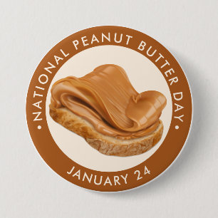 Badge Rond 7,6 Cm Journée nationale du beurre d'arachide, pain grill