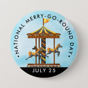 Badge Rond 7,6 Cm Journée nationale du Joyeux-Go-Round, chevaux noir