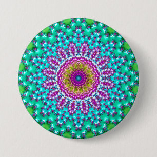 Badge Rond 7,6 Cm Joyau super Coloré Tone Boho Fractal Mandala