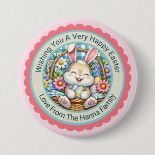 Badge Rond 7,6 Cm Joyeuses Pâques, Cadeaux de panier de fleurs et d