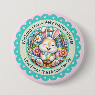 Badge Rond 7,6 Cm Joyeuses Pâques,  Cadeaux de panier de fleurs et d