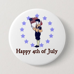 Badge Rond 7,6 Cm Joyeux 4 juillet Art Vintage