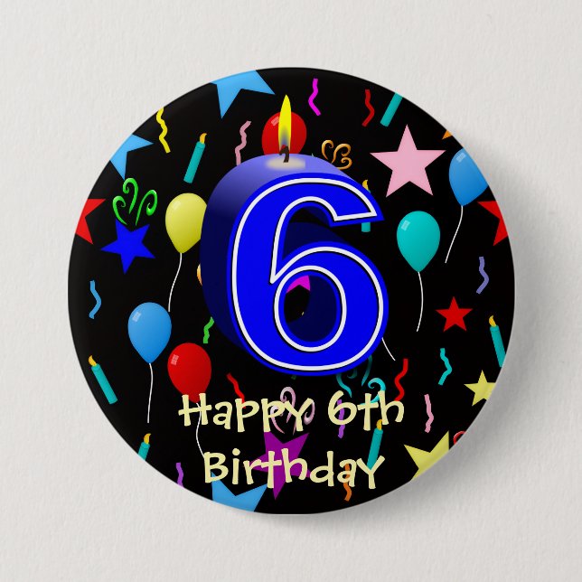 Badge Rond 7,6 Cm Joyeux 6e anniversaire  (Devant)
