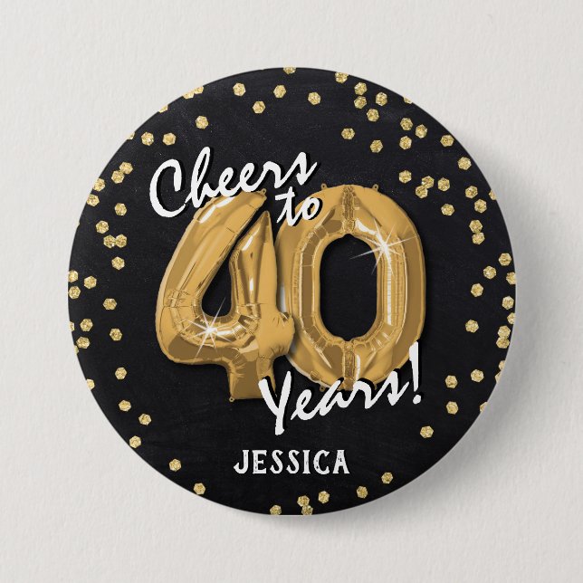 Badge Rond 7,6 Cm Joyeux anniversaire à 40 Ans (Devant)