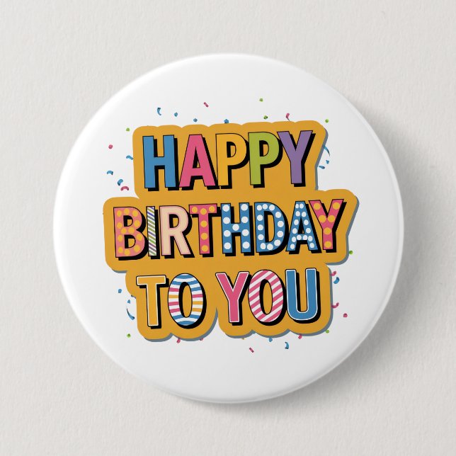 Badge Rond 7,6 Cm Joyeux anniversaire à motifs (Devant)