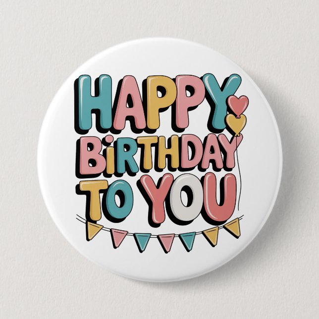 Badge Rond 7,6 Cm Joyeux Anniversaire Bulles (Devant)