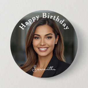 Badge Rond 7,6 Cm Joyeux Anniversaire Classique Simple Personnalisé 