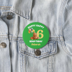 Badge Rond 7,6 Cm Joyeux anniversaire ours en peluche personnalisé 6